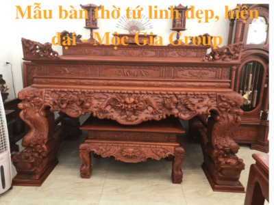 Mẫu bàn thờ tứ linh đẹp, hiện đại