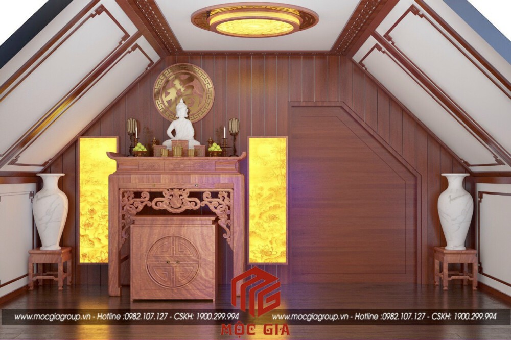 Mẫu bàn thờ Phật và gia tiên