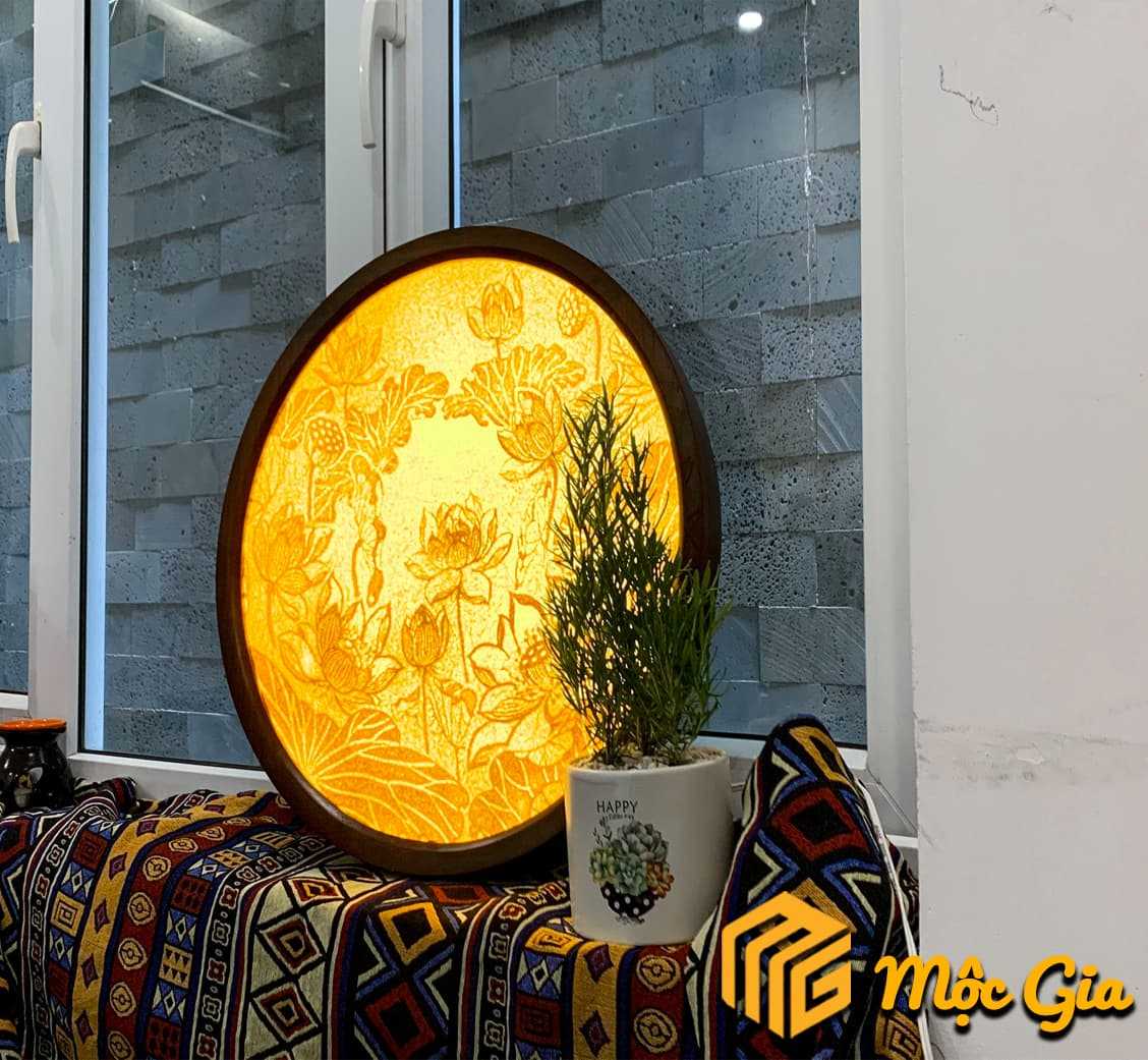 Tranh trúc chỉ hoa sen đẹp