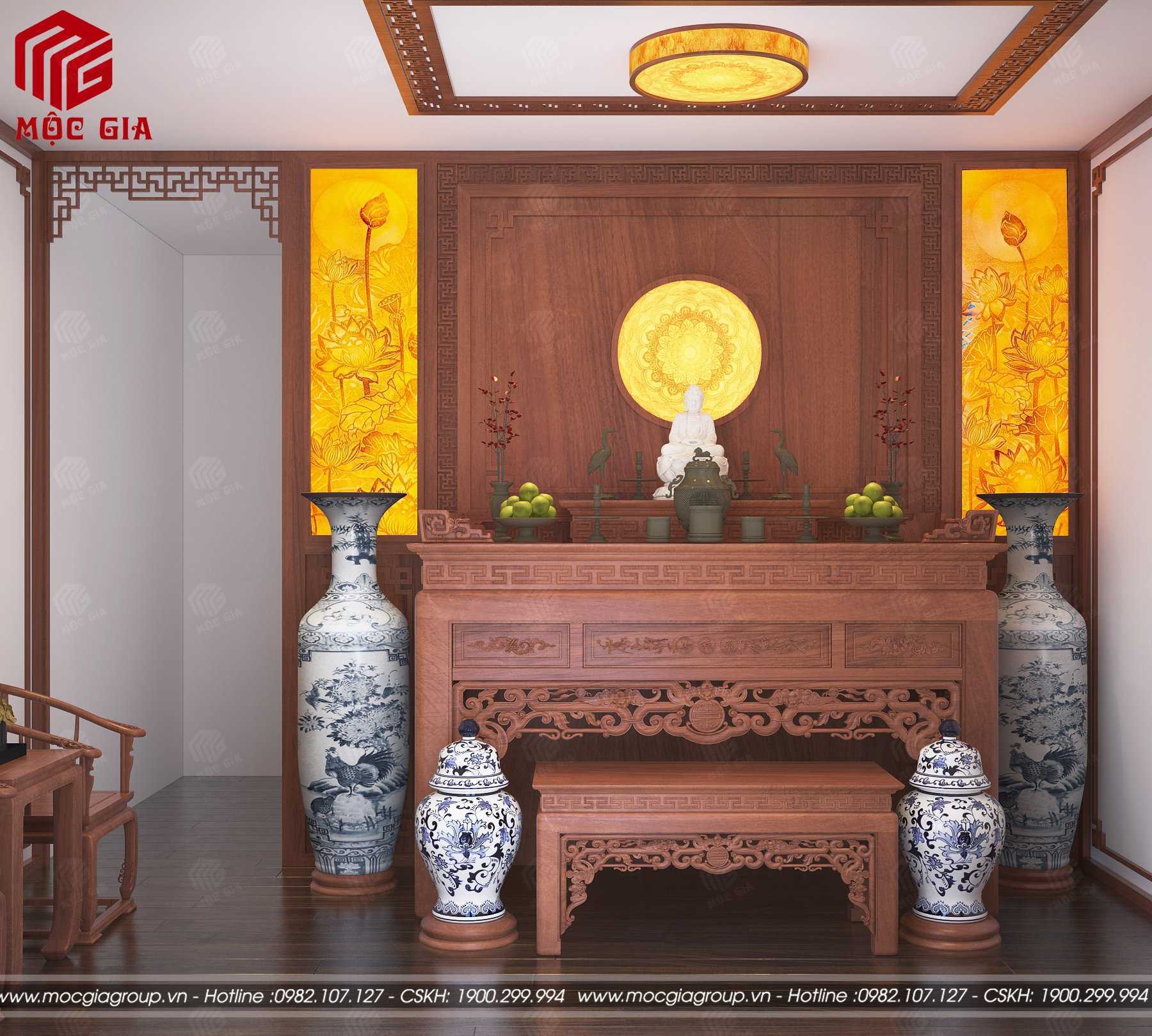 Mẫu bàn thờ gia tiên gỗ hương đẹp