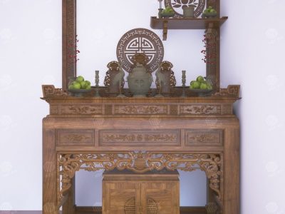 Mẫu án gian thờ gỗ gụ đơn giản