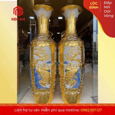 Lộc Bình Đắp Nổi Dát Vàng - DNRV01
