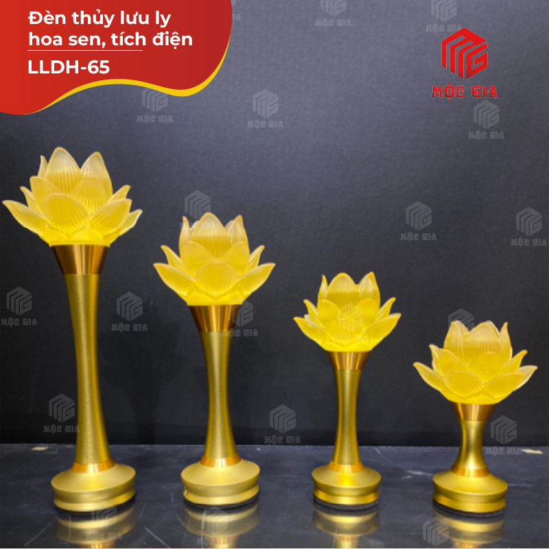 Đèn hoa sen thủy lưu ly , tích điện