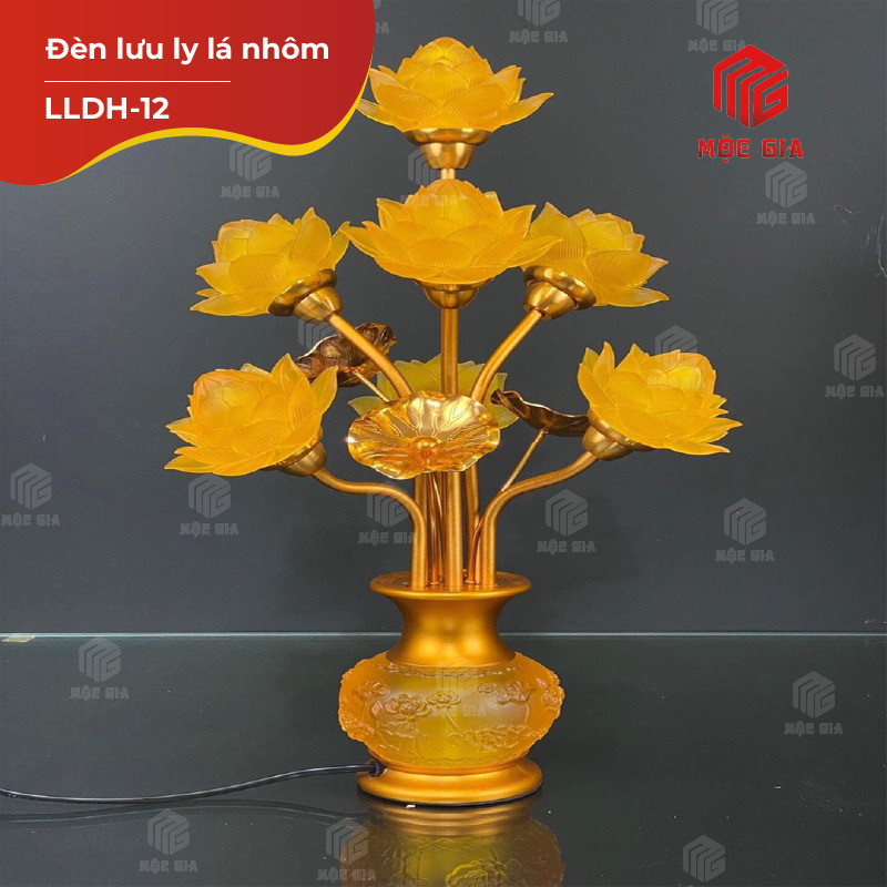 Đèn thờ lưu ly lá nhôm - LLDT-12