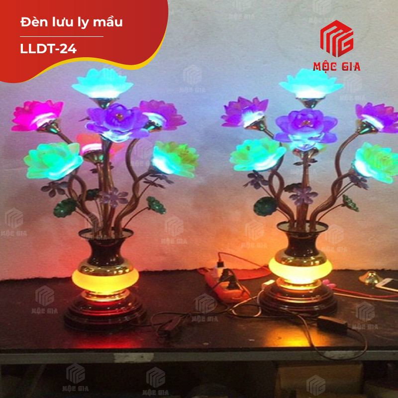 Đèn thờ lưu ly mầu - LLDT-24