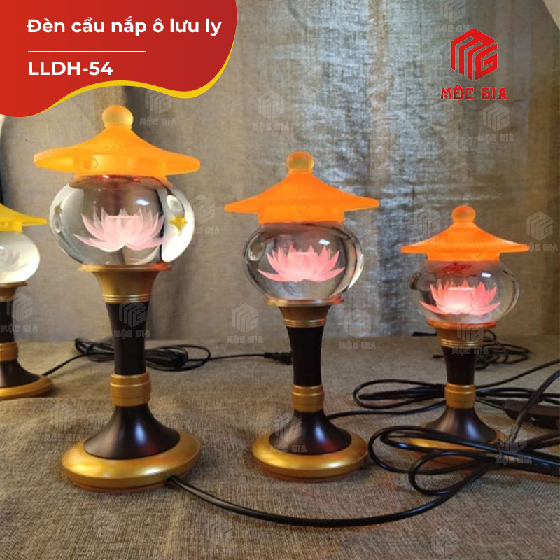 Đèn thờ cầu nắp ô lưu ly - LLDH-54
