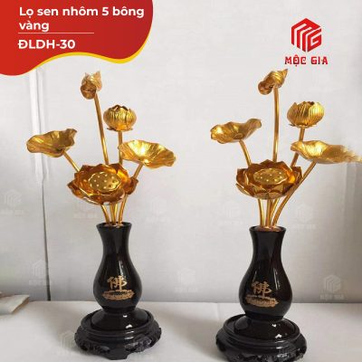 Lọ sen nhôm 5 bông vàng - ĐLDH-30