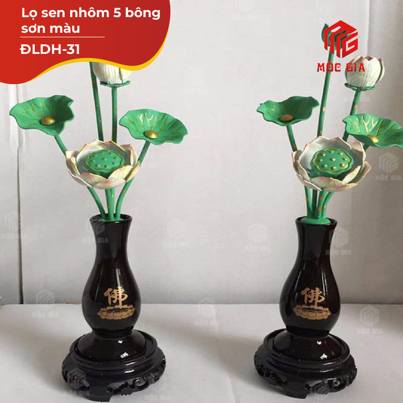 Lọ sen nhôm 5 bông sơn màu - ĐLDH-31