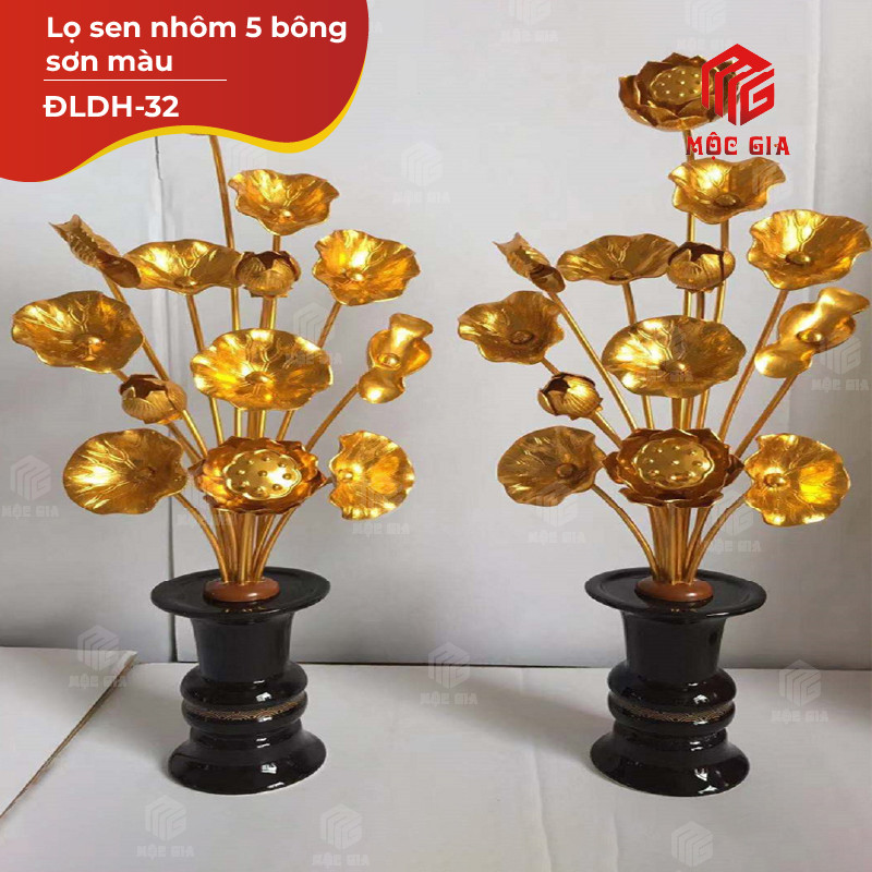 Lọ sen nhôm 13 bông vàng - ĐLDH-33