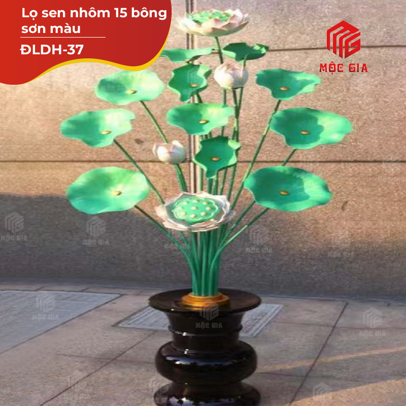 Lọ sen nhôm 15 bông sơn màu - ĐLDH-36