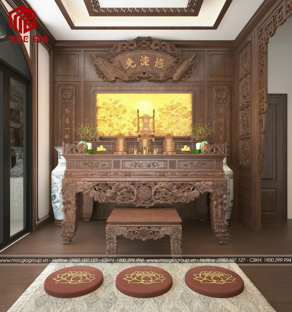 Mẫu án gian thờ gỗ hương đẹp